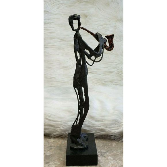 Modern Metal Man Playing SAXOPHONE Statue Art 13" - Picture 3 of 5